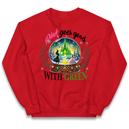 Wicked Pink Goes Good With Green Kids Sweatshirt