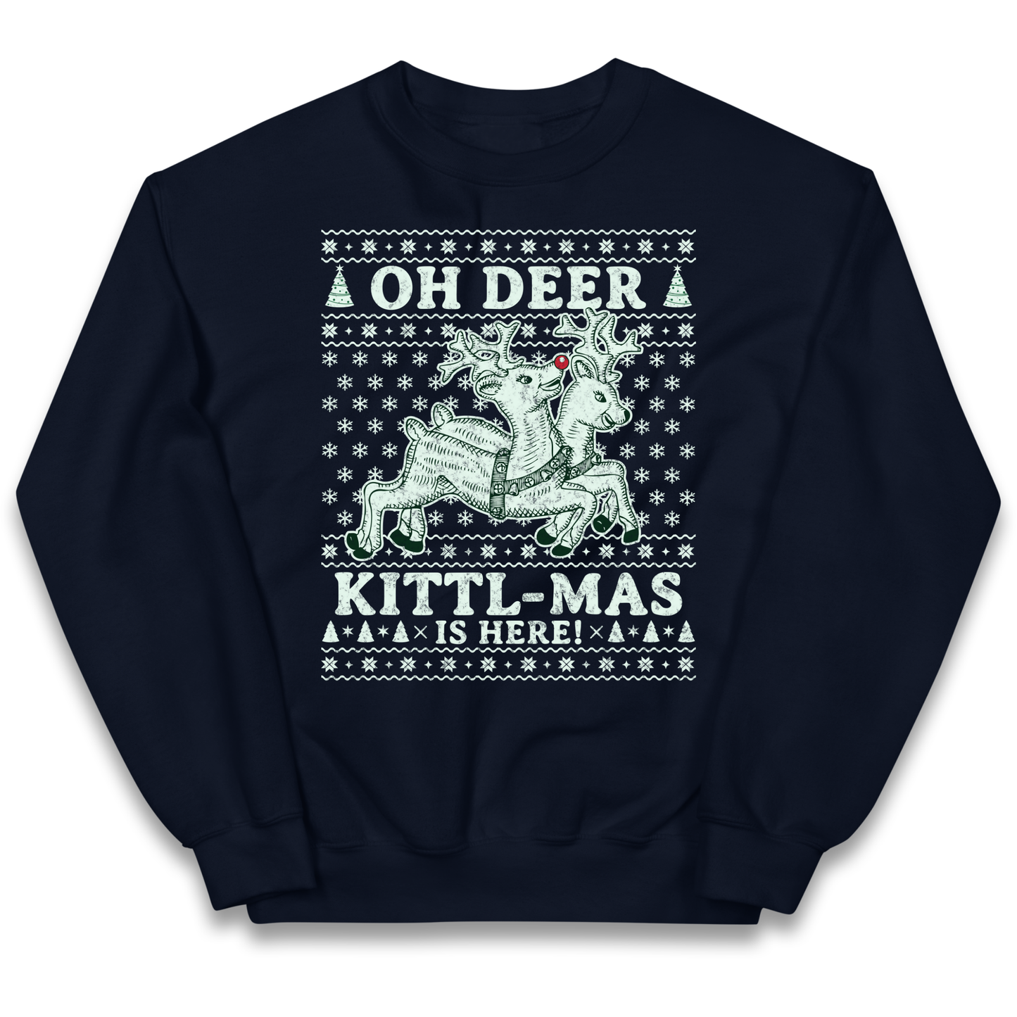 Oh Deer Kittl Mas Is Here Christmas kids sweatshirt