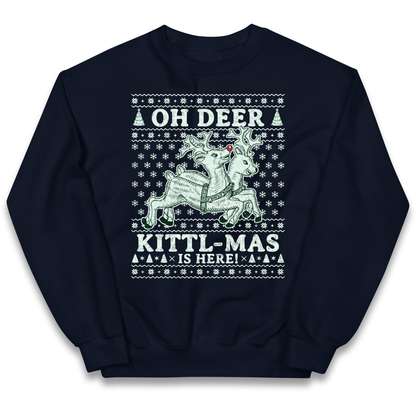 Oh Deer Kittl Mas Is Here Christmas kids sweatshirt