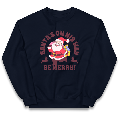 Santa's On His Way Christmas kids sweatshirt