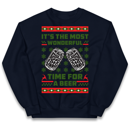 Its The Most Wonderful Time For A Beer Christmas kids sweatshirt
