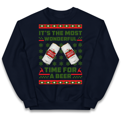 Its The Most Wonderful Time for A Beer Stella Christmas kids sweatshirt
