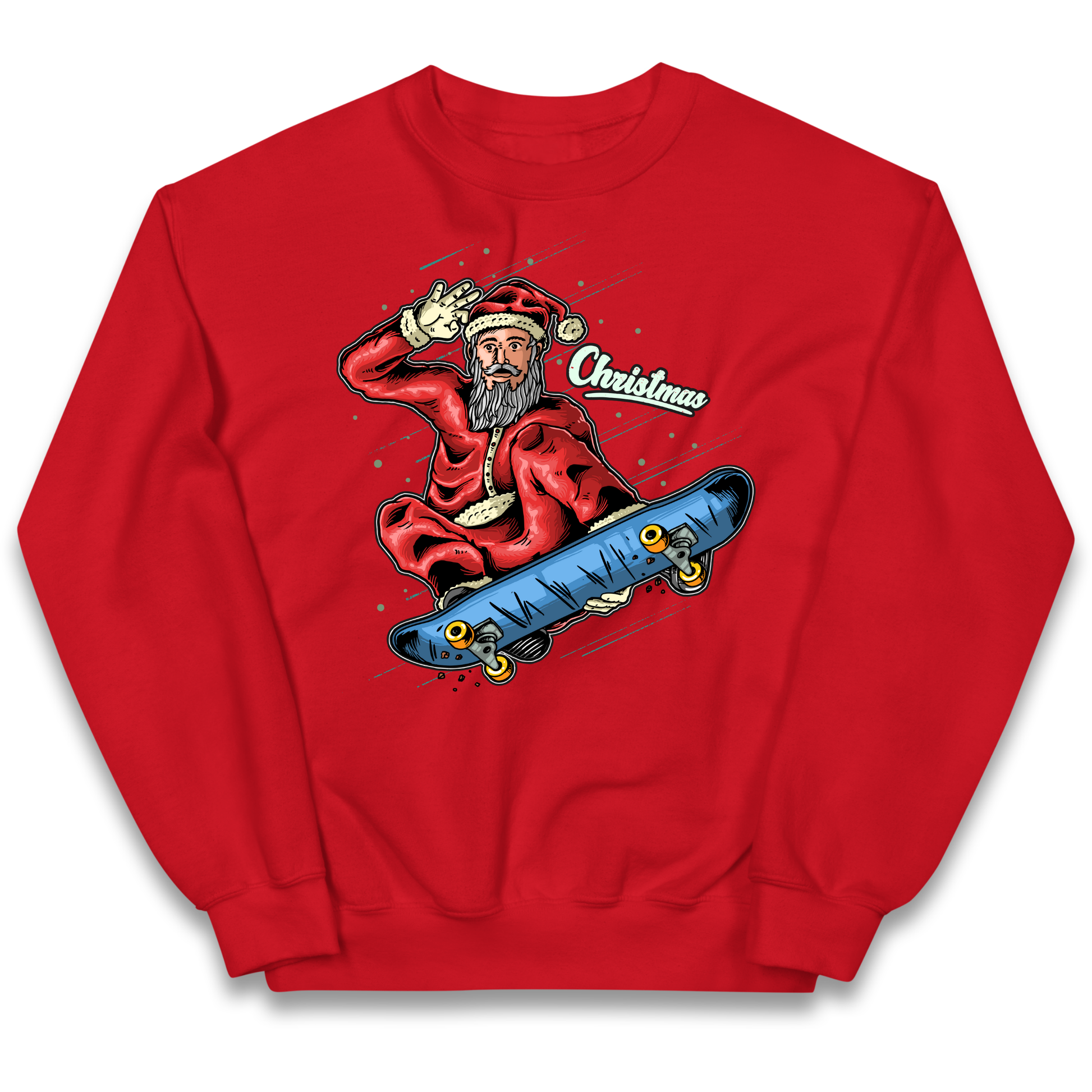 Santa Skateboarding Christmas kids sweatshirt