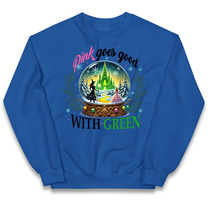 Wicked Pink Goes Good With Green Kids Sweatshirt