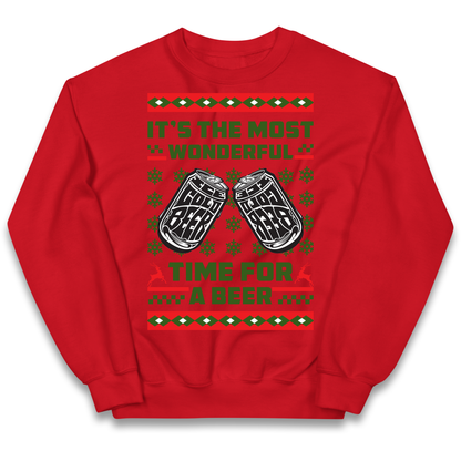 Its The Most Wonderful Time For A Beer Christmas kids sweatshirt
