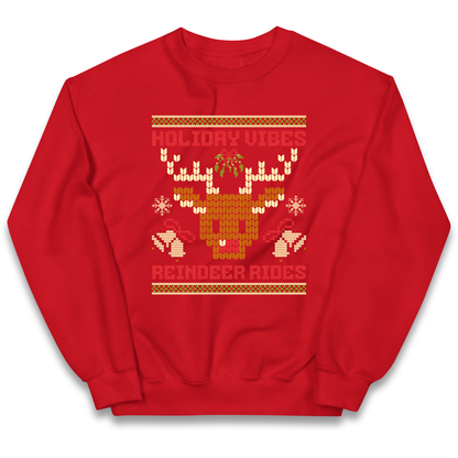 Holiday Vibes Reindeer Rides Christmas kids sweatshirt