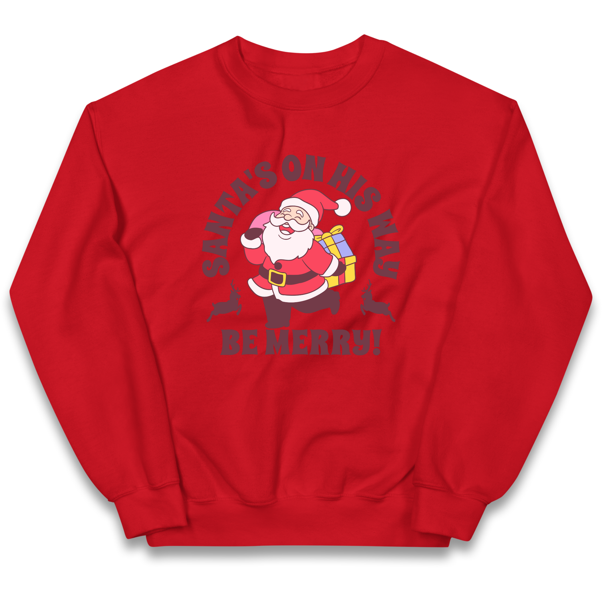 Santa's On His Way Christmas kids sweatshirt