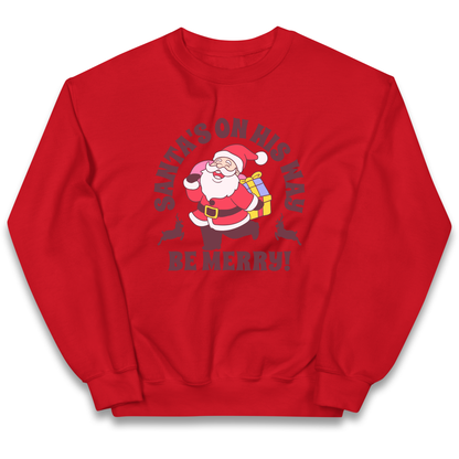 Santa's On His Way Christmas kids sweatshirt