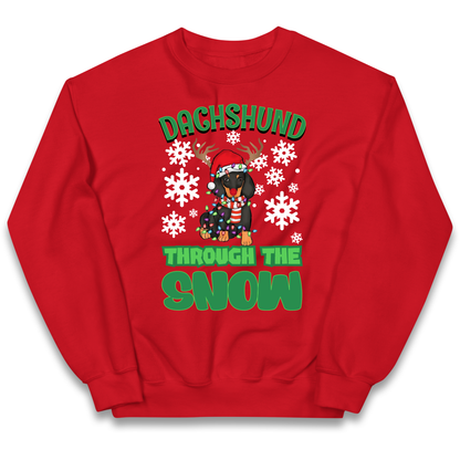 Dachshund Through The Snow Christmas kids sweatshirt