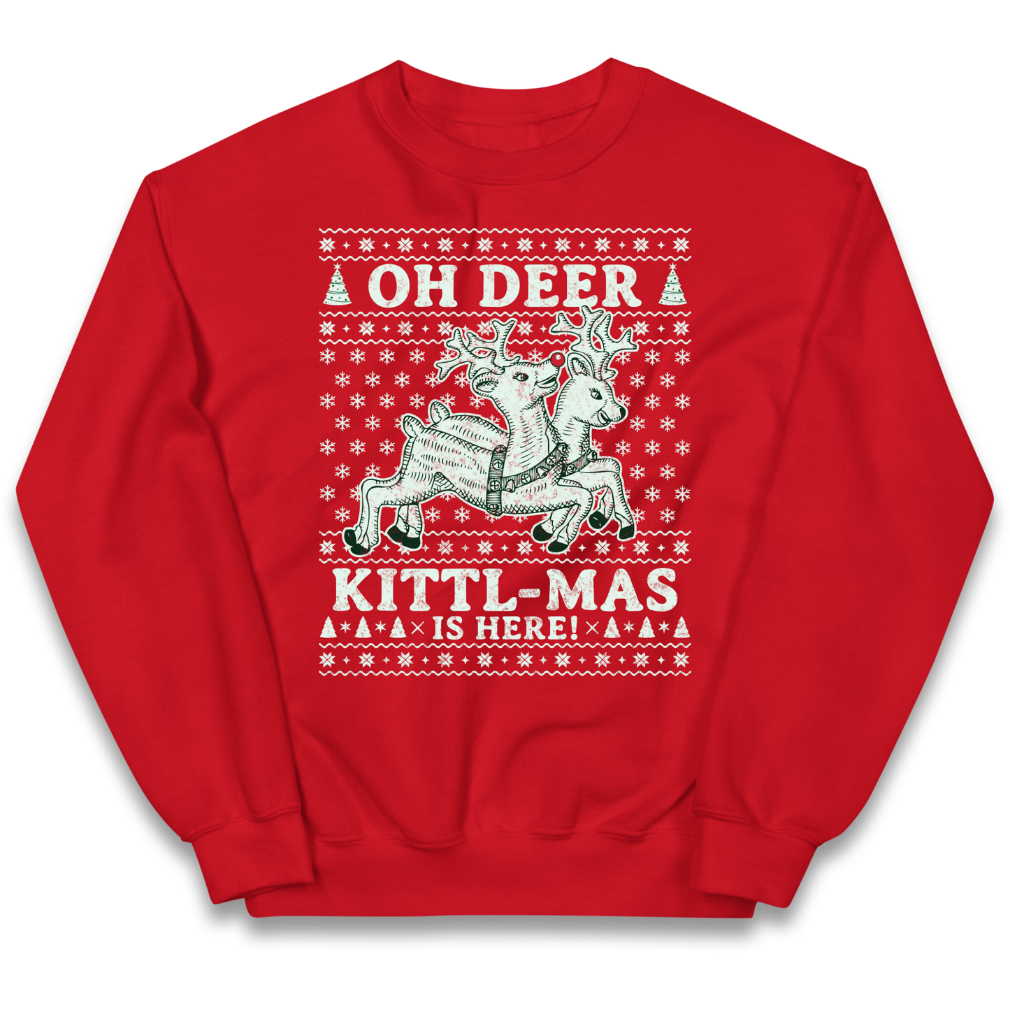 Oh Deer Kittl Mas Is Here Christmas kids sweatshirt