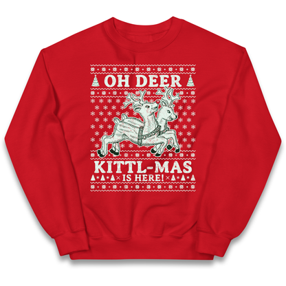 Oh Deer Kittl Mas Is Here Christmas kids sweatshirt