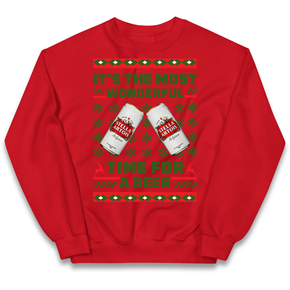 Its The Most Wonderful Time for A Beer Stella Christmas kids sweatshirt