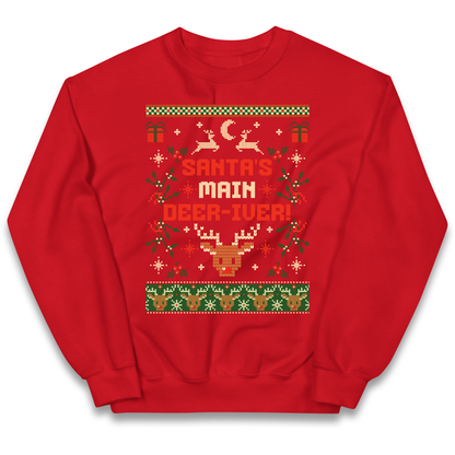 Santas Main Deer iver Christmas kids sweatshirt