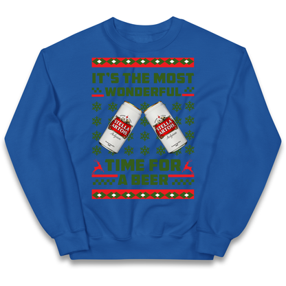 Its The Most Wonderful Time for A Beer Stella Christmas kids sweatshirt