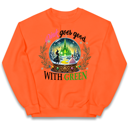 Wicked Pink Goes Good With Green kids sweatshirt