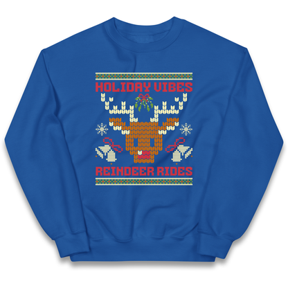 Holiday Vibes Reindeer Rides Christmas kids sweatshirt