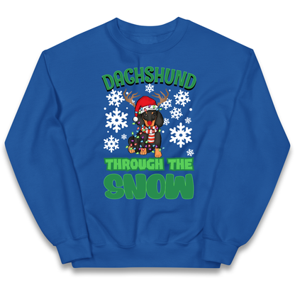 Dachshund Through The Snow Christmas kids sweatshirt