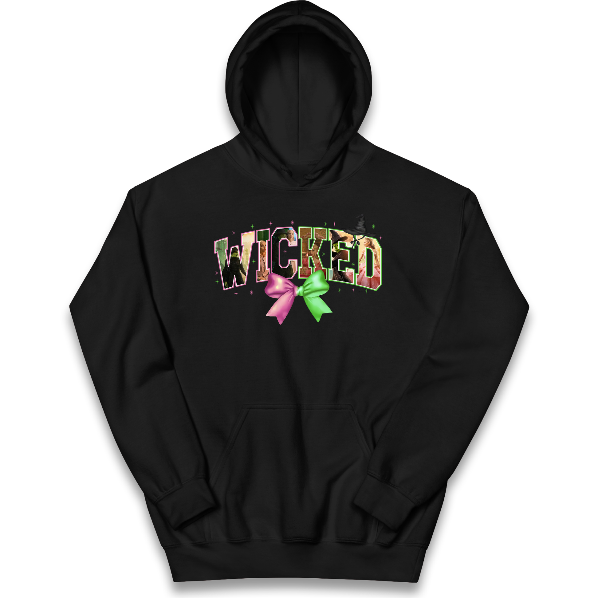 Wicked Pink and Green Bow Kids Hoodie