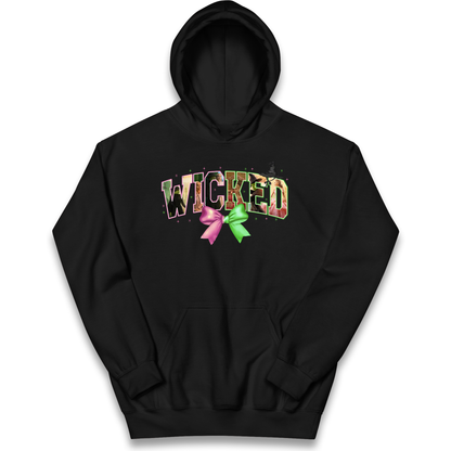 Wicked Pink and Green Bow Kids Hoodie