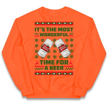 Its The Most Wonderful Time for A Beer Stella Christmas kids sweatshirt