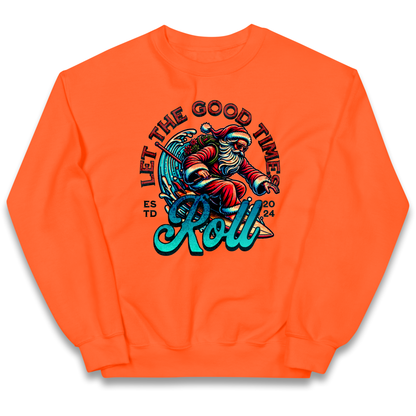 Santa Surfing Let The Good Times Roll Christmas kids sweatshirt