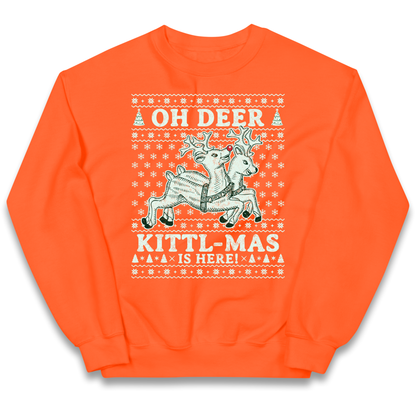 Oh Deer Kittl Mas Is Here Christmas kids sweatshirt