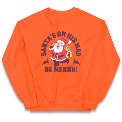 Santa's On His Way Christmas kids sweatshirt