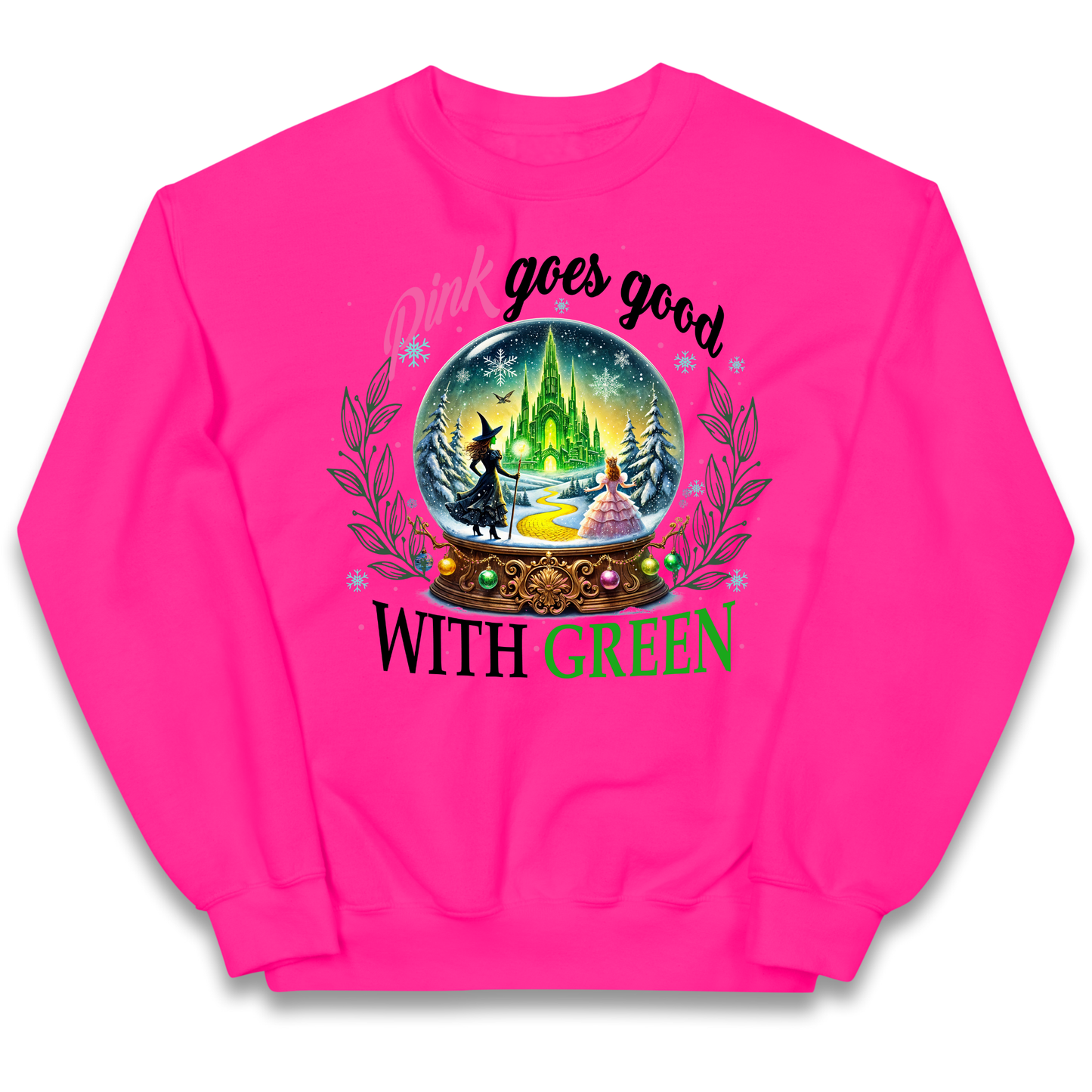 Wicked Pink Goes Good With Green Kids Sweatshirt