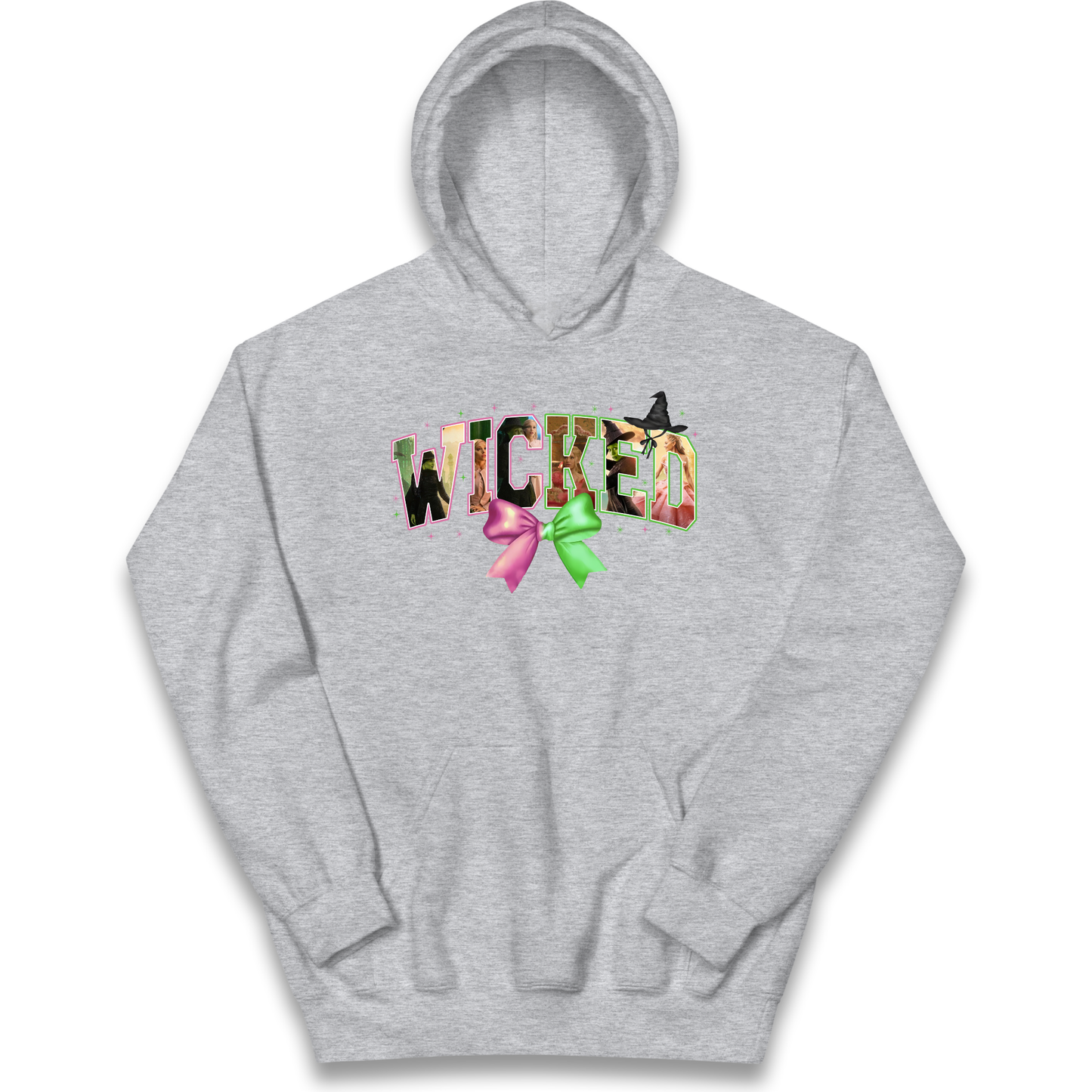 Wicked Pink and Green Bow Kids Hoodie