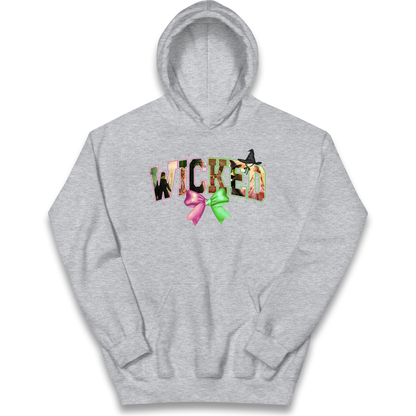 Wicked Pink and Green Bow Kids Hoodie