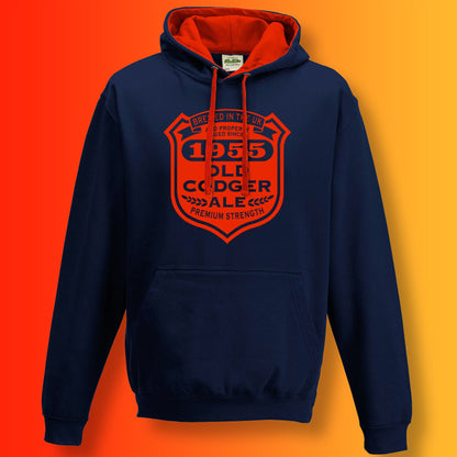 1955 Contrast Hoodie French Navy Flame Red