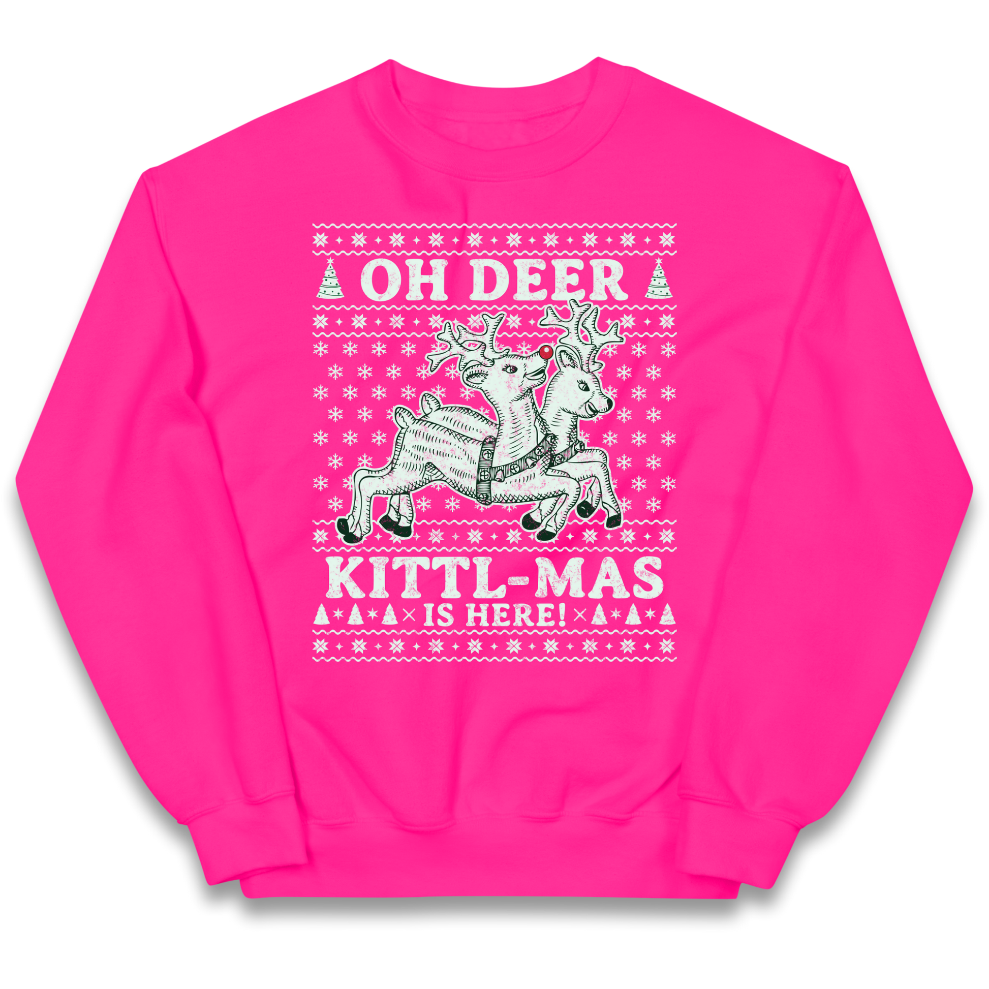 Oh Deer Kittl Mas Is Here Christmas kids sweatshirt
