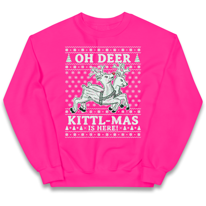 Oh Deer Kittl Mas Is Here Christmas kids sweatshirt