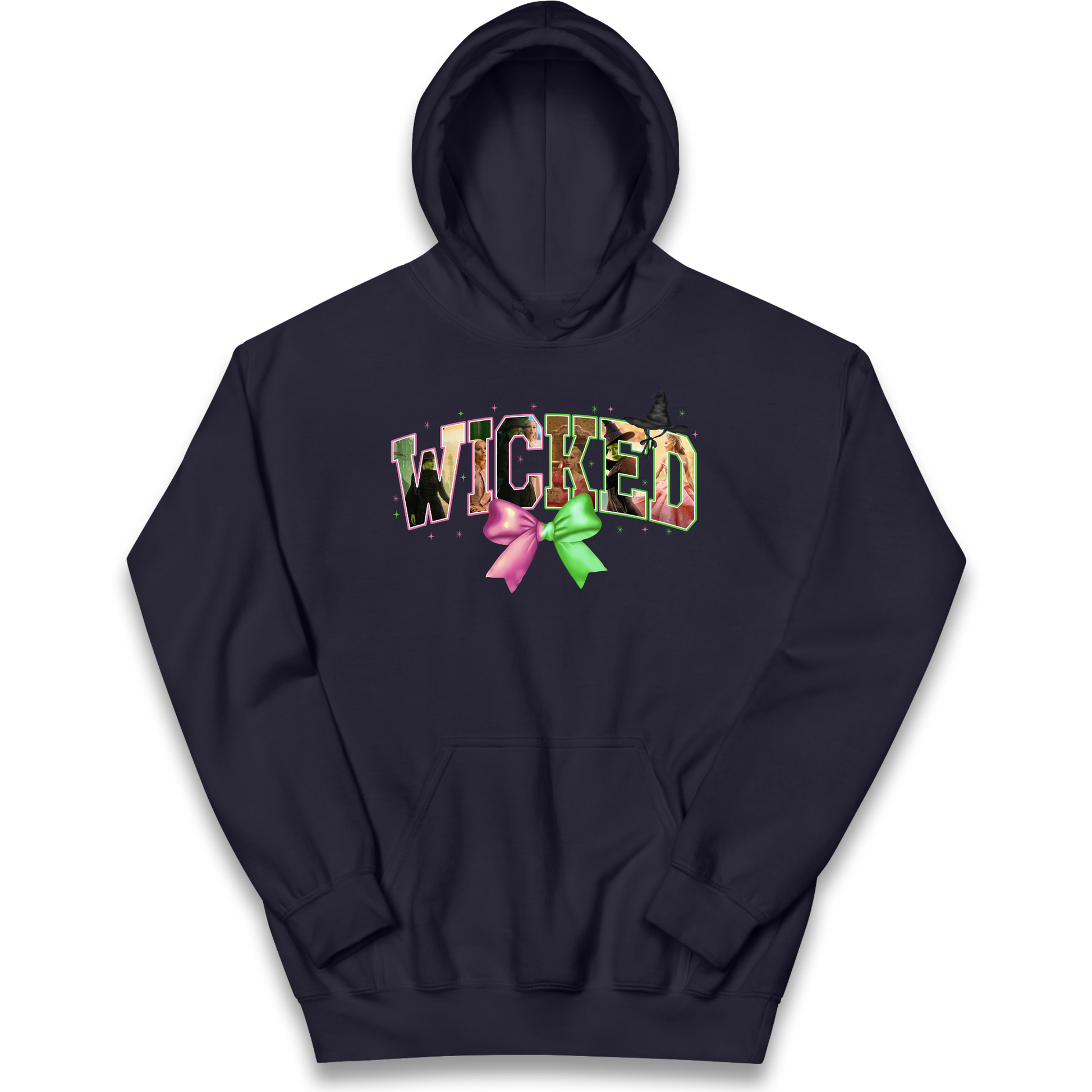 Wicked Pink and Green Bow Kids Hoodie
