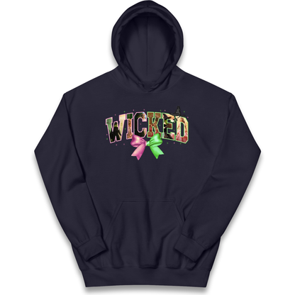 Wicked Pink and Green Bow Kids Hoodie