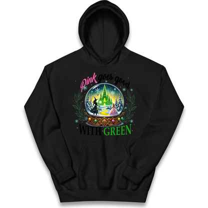 Wicked Pink Goes Good With Green Kids Hoodie