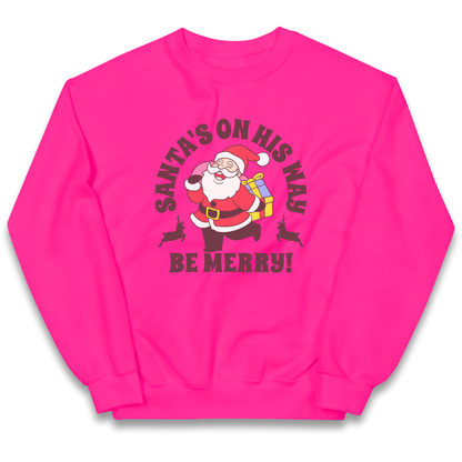 Santa's On His Way Christmas kids sweatshirt