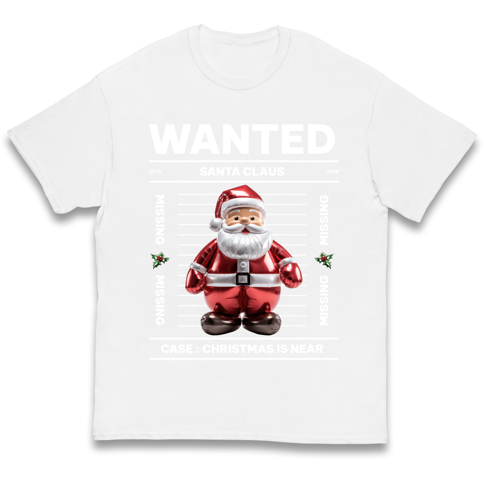 Wanted Santa Claus Christmas kids t shirt