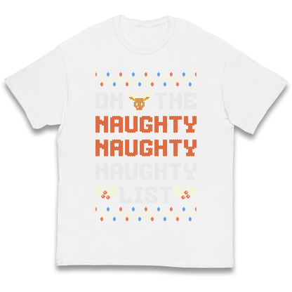 On The Naughty Naughty Naughty List Christmas kids t shirt