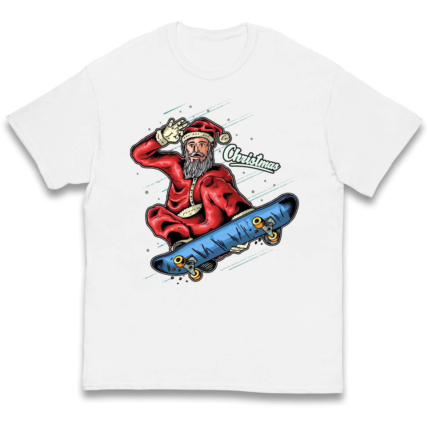 Santa Skateboarding Christmas kids t shirt