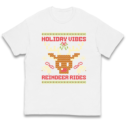 Holiday Vibes Reindeer Rides Christmas kids t shirt