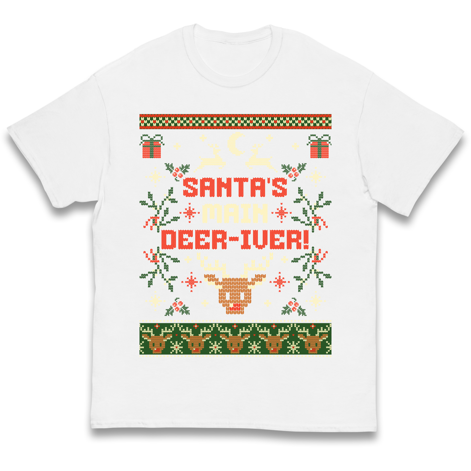 Santas Main Deer iver Christmas kids t shirt