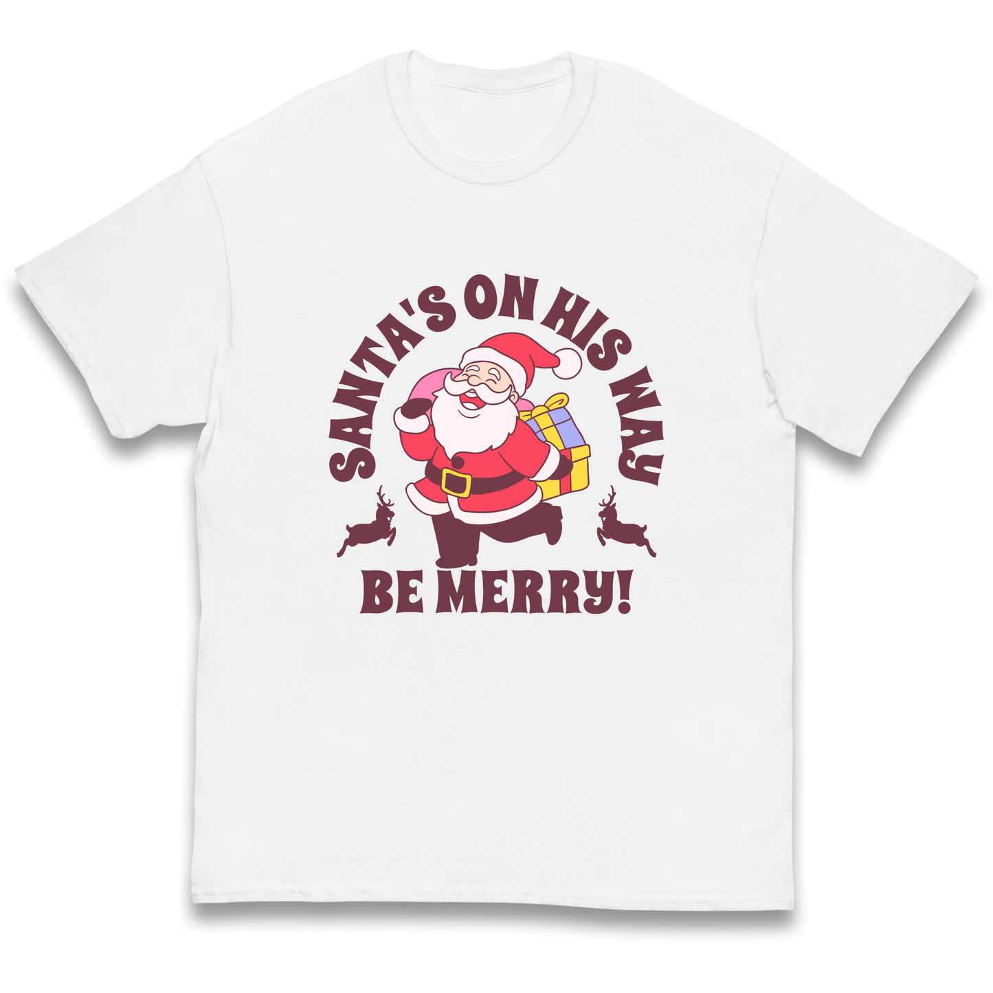 Santa's On His Way Christmas kids t shirt