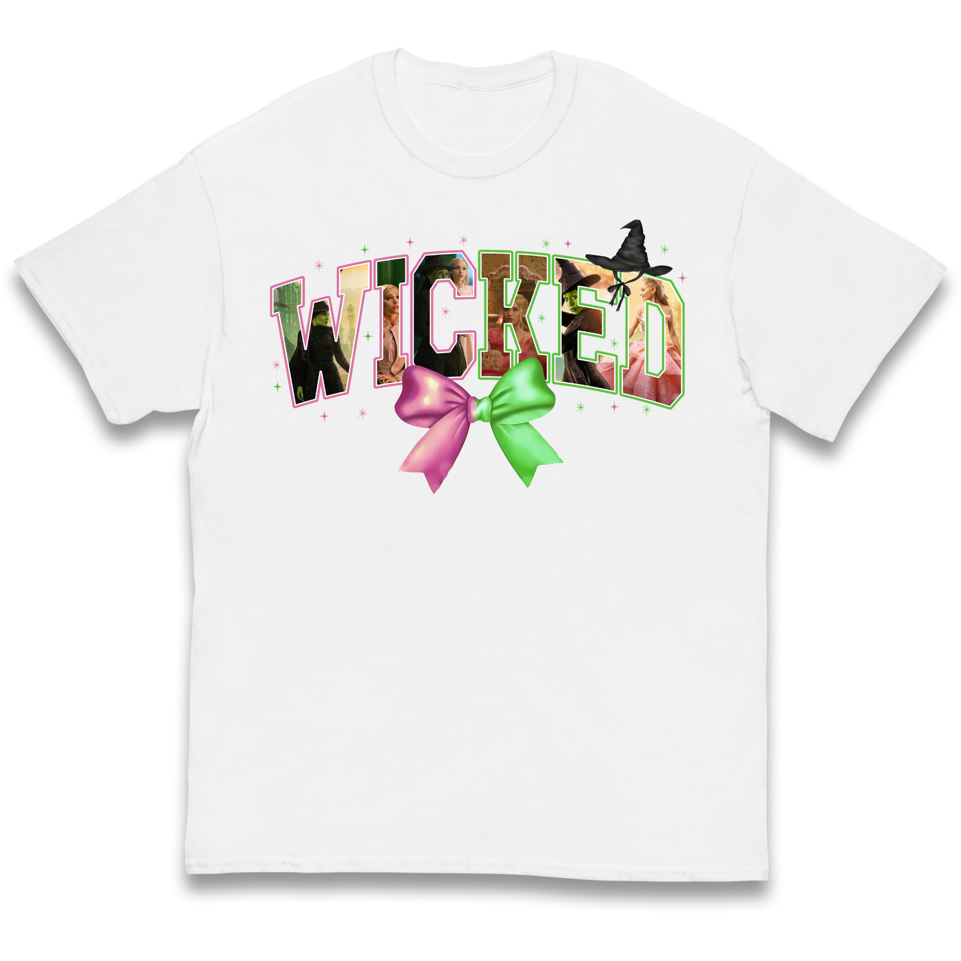 Wicked Pink and Green Bow Kids T Shirt 