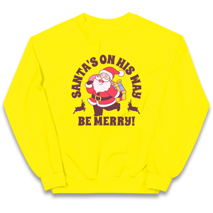 Santa's On His Way Christmas kids sweatshirt
