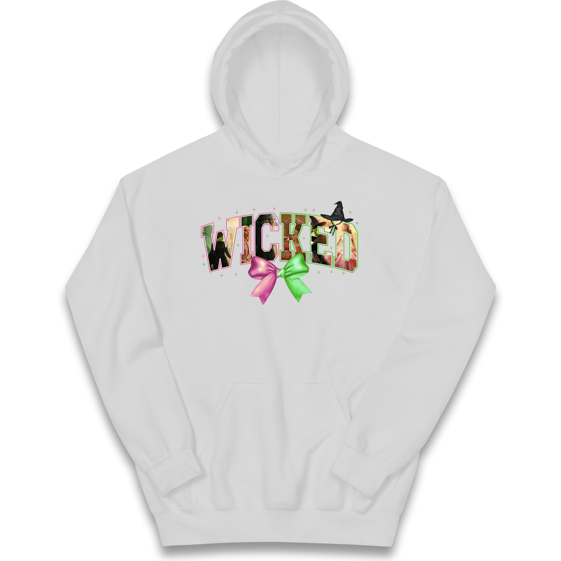 Wicked Pink and Green Bow Kids Hoodie