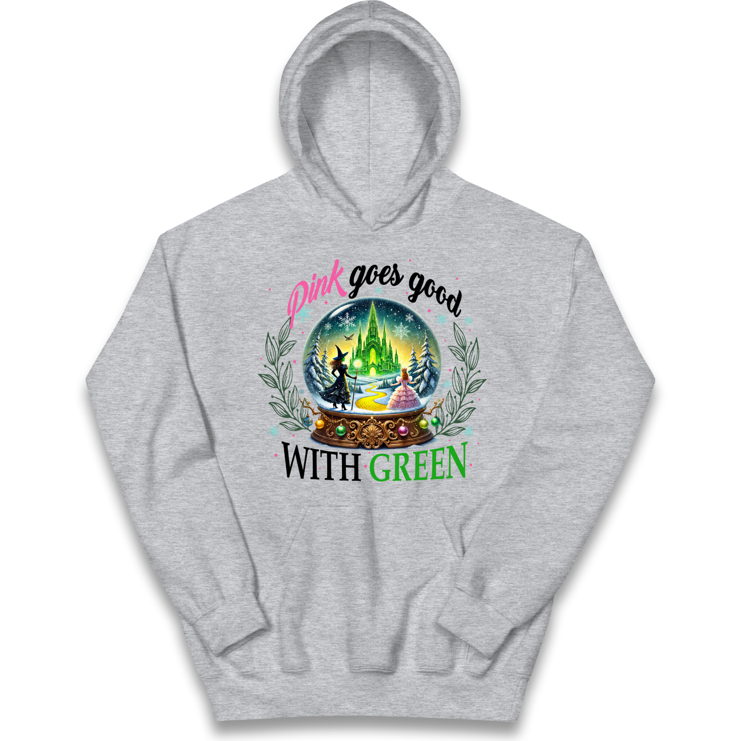Wicked Pink Goes Good With Green Kids Hoodie