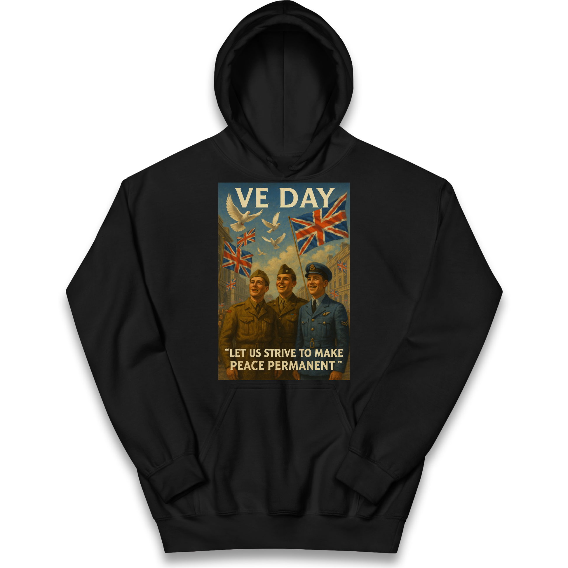 VE Day Let Us Strive to Make Peace Permanent kids hoodie
