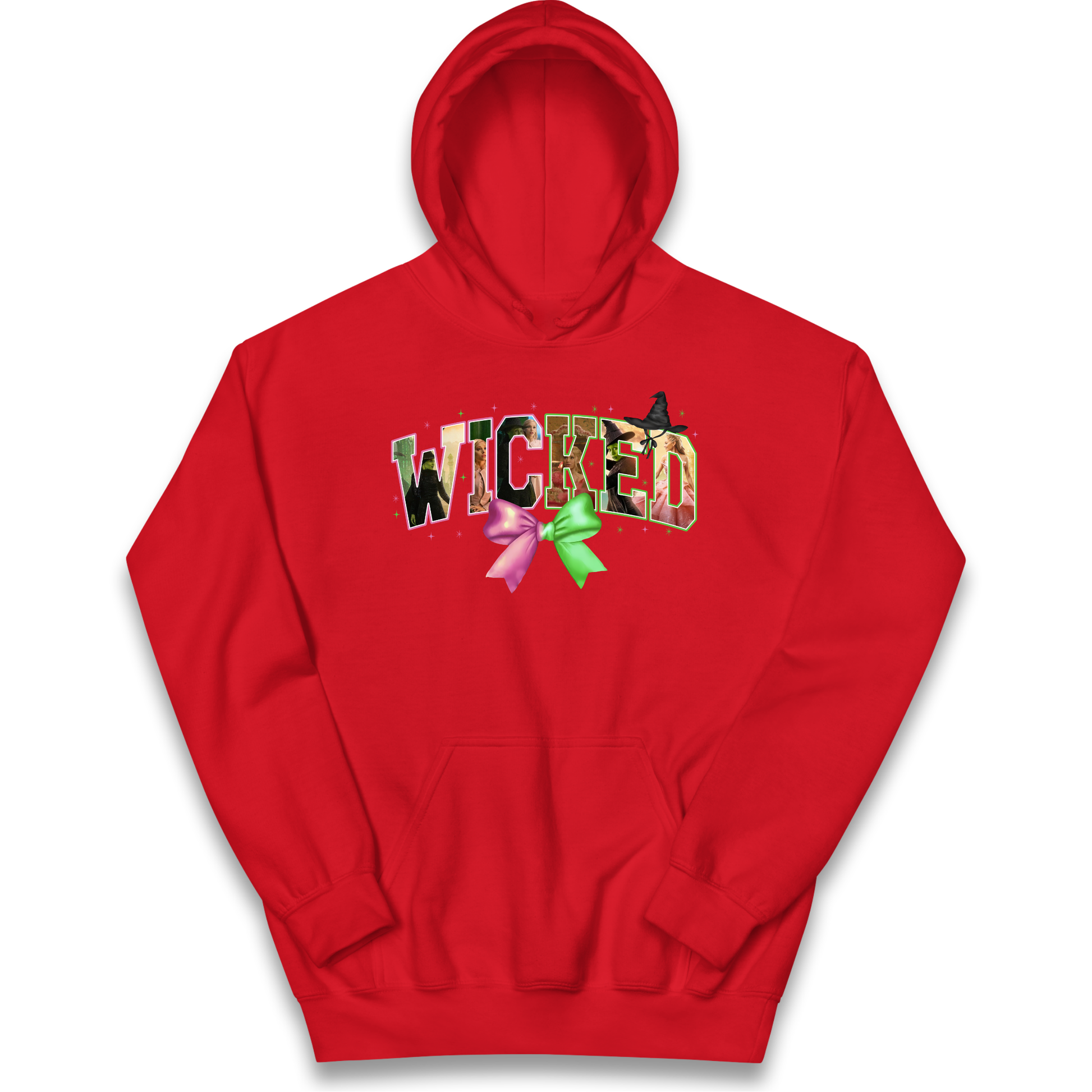 Wicked Pink and Green Bow Kids Hoodie