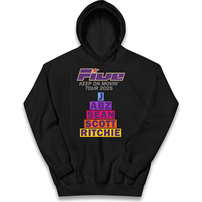 Five Keep On Movin' Tour 2025 kids hoodie